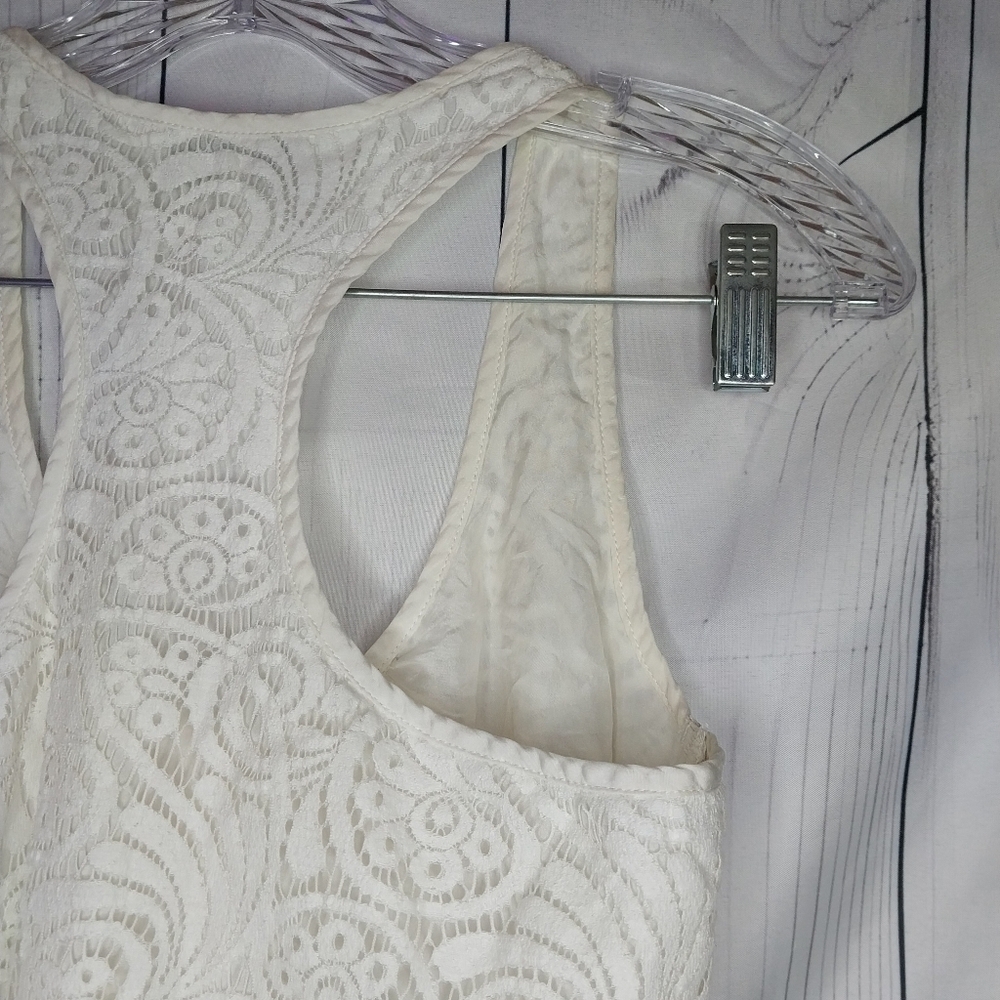 Trina Turk Kokua Off White Lace Boho Summer Coastal Racerback Tank - Picture 7 of 9